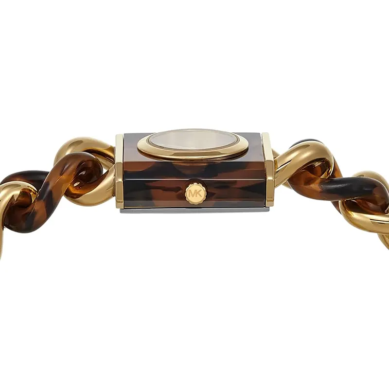 Michael Kors Chain Lock Tortoiseshell Acetate Chain Ladies Watch- MK4808